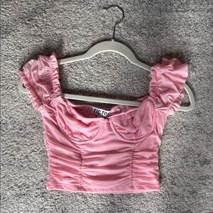 Pink Ruffled Women's Top